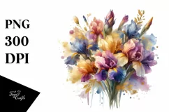 Colorfull Watercolor Bouquet with Iris | Sublimation | Product Image 3