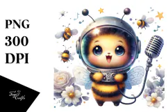 Energetic Baby Bee with Singer Look, High-Res PNG Product Image 1
