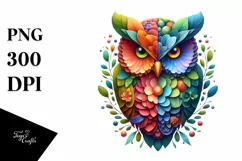 Abstract Vibrant Owl made of , PNG Product Image 1