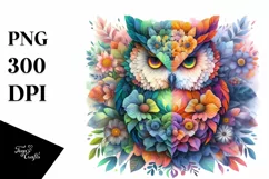 Abstract Vibrant Owl made of , PNG Product Image 1