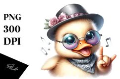 Energetic Duck with Hat and Sunglasses PNG Product Image 1