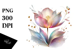 Shiny Tulip with Golden Frame PNG Product Image 1