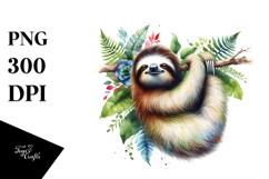 Vibrant Watercolor Sloth Product Image 1