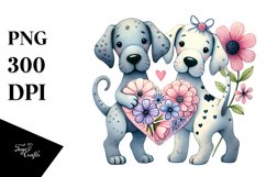 Doodled Flower Great Dane Sticker Product Image 1