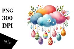 Colorful Washed Cloud with Easter Eggs PNG Product Image 1