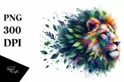 Abstract Vibrant Lion made of , PNG Product Image 1
