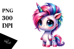 Cute Unicorn with Big Eyes, Transparent PNG Product Image 1