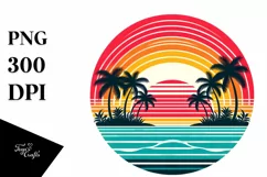 Quirky Tropical Rainbow Sunset | Sublimation | Clipart Product Image 1