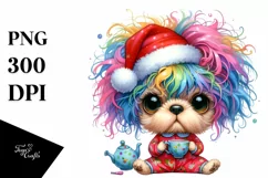 Baby Mastiff with Santa Hat PNG Product Image 3