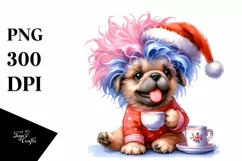 Baby Mastiff with Santa Hat PNG Product Image 3