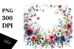 Watercolor Colorful Frame Small Wild Flowers Product Image 1