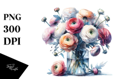 Watercolor Abstract Jar Large Ranunculus Product Image 1