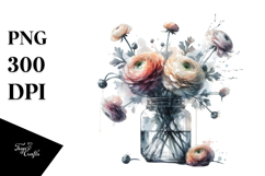 Watercolor Abstract Jar Large Ranunculus Product Image 1