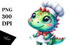 Vibrant Watercolor Baby Dinosaur JPEG Product Image 1