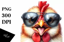 Funny Chicken Smiling Sunglasses Portrait | Clipart Product Image 3