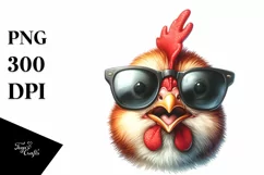 Funny Chicken Smiling Sunglasses Portrait | Clipart Product Image 3