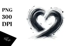 Heart with Wings Simple Paintbrush Style PNG Product Image 1