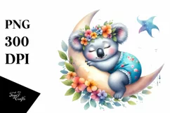 Vibrant Watercolor Whimsical Baby Koala Dressed for Summer Product Image 4