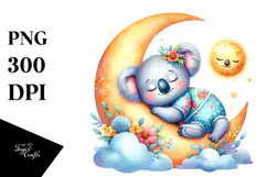Vibrant Watercolor Whimsical Baby Koala Dressed for Summer Product Image 1