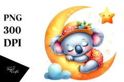 Sleeping Koala Baby Moon Clipart Product Image 1