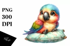 Colorful Baby Macaw with Pillow | Clipart Product Image 1