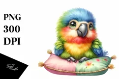 Colorful Baby Macaw with Pillow | Clipart Product Image 1