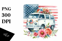 Watercolor Patriotic Van Clipart Product Image 3
