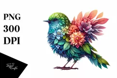 Abstract Bird with Plant Leaves, PNG Product Image 3