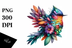 Abstract Bird with Plant Leaves, PNG Product Image 3