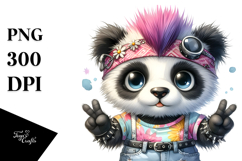 Energetic Panda in Summer Clothes PNG Product Image 1