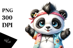 Energetic Panda in Summer Clothes PNG Product Image 1
