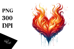 Colorful Fire Heart PNG Product Image 1