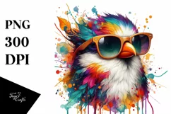Colorful Sunglasses Bird | Sublimation | Clipart Product Image 1