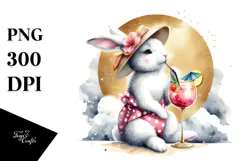 Happy Bunny with Beachwear PNG Product Image 1