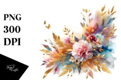 Colorful Carnation Horizontal Frame Watercolor Clipart Product Image 3