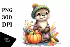 Colorful Baby Otter Sitting | Sublimation | Clipart Product Image 1