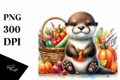 Colorful Baby Otter Sitting | Sublimation | Clipart Product Image 1
