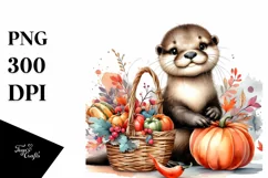 Colorful Baby Otter Sitting | Sublimation | Clipart Product Image 1