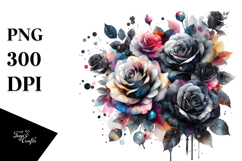Colorful Black Roses PNG Product Image 1