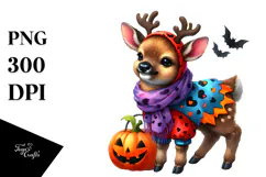 Watercolor Cute Baby Elk Halloween Drawing Product Image 1