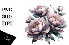 Glossy Metallic Peonies Watercolor Product Image 3