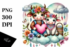 Cow on Cloud, Colorful PNG Product Image 1