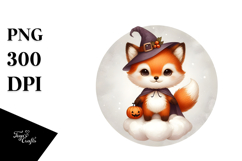 Cute Baby Fox Dressed for Halloween, Transparent PNG Product Image 1