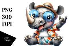 Rocking Baby Rhino with Goofy Smile, PNG Product Image 1