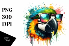 Colorful Sunglasses Macaw | Sublimation | Clipart Product Image 1