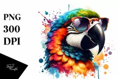 Colorful Sunglasses Macaw | Sublimation | Clipart Product Image 3
