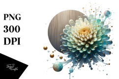 Abstract Chrysanthemum Round Wood Splash PNG Product Image 1