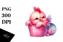 Colorful Baby Rooster in Bucket, PNG Product Image 1