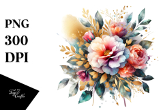 Vibrant Gold Foil Bouquet PNG Product Image 1