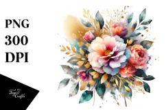 Vibrant Gold Foil Bouquet PNG Product Image 1